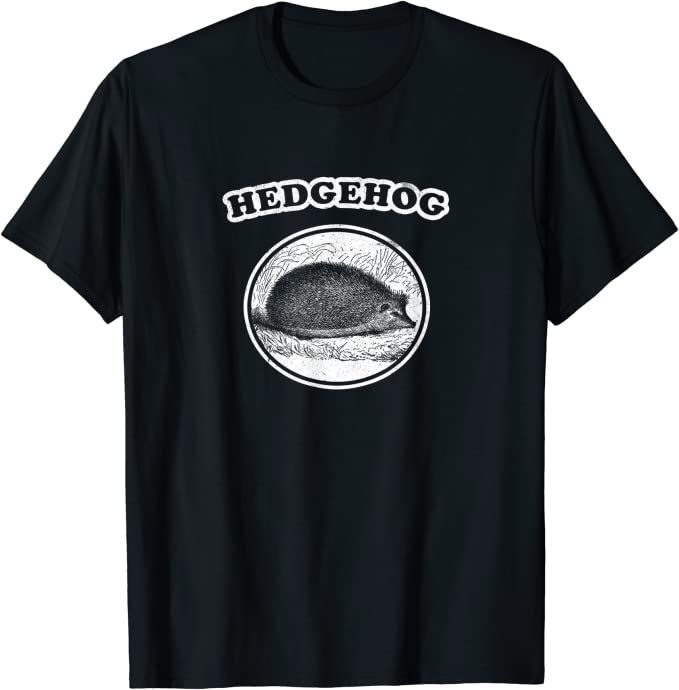 Retro Hedgehog: Vintage Animal T-Shirt Black