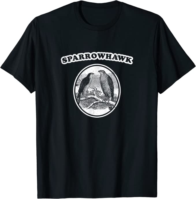 Retro Sparrowhawk: Vintage Birding T-Shirt Black