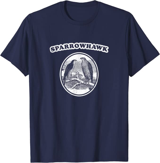 Retro Sparrowhawk: Vintage Birding T-Shirt Navy