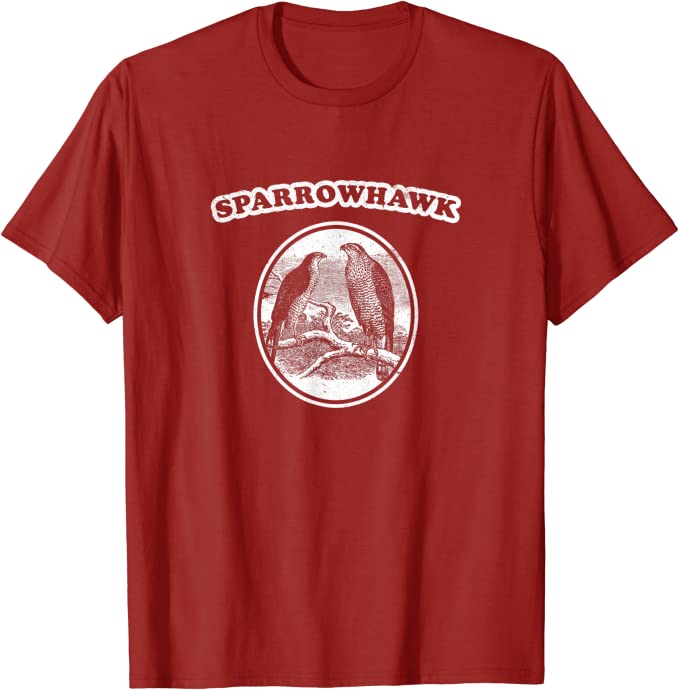 Retro Sparrowhawk: Vintage Birding T-Shirt Cranberry