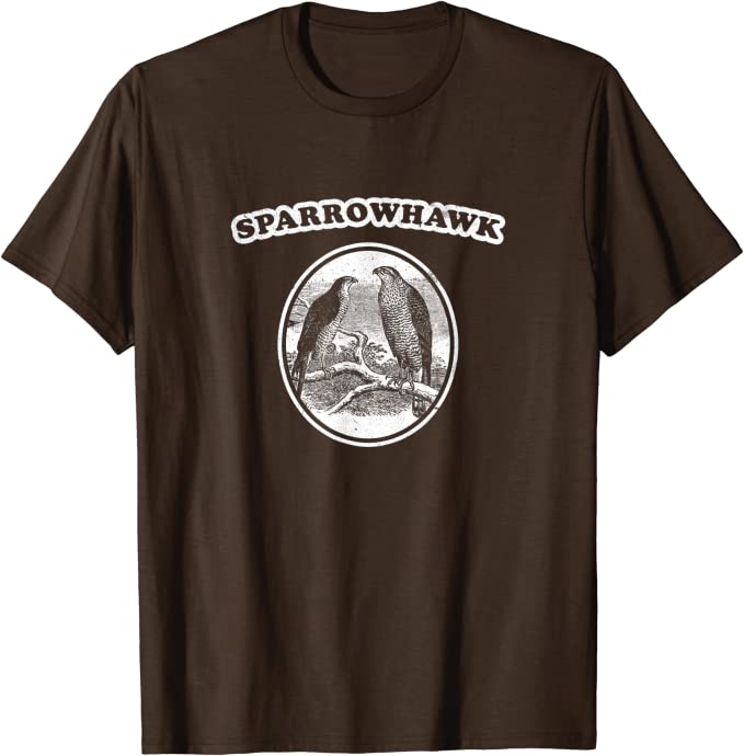 Retro Sparrowhawk: Vintage Birding T-Shirt Brown