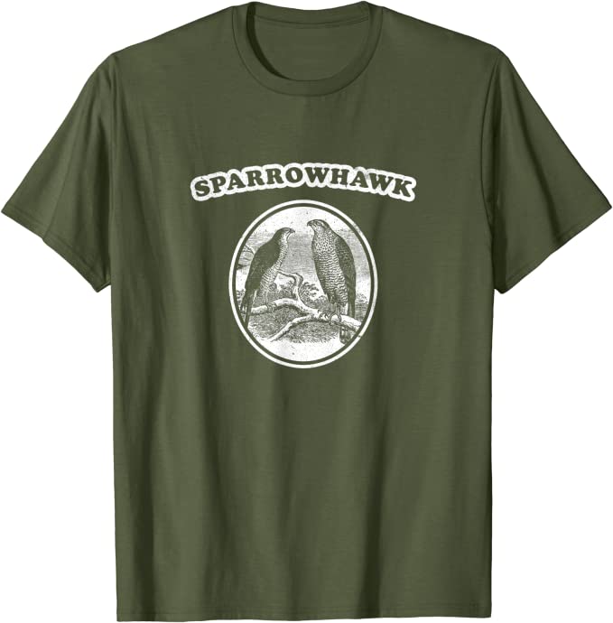 Retro Sparrowhawk: Vintage Birding T-Shirt Olive