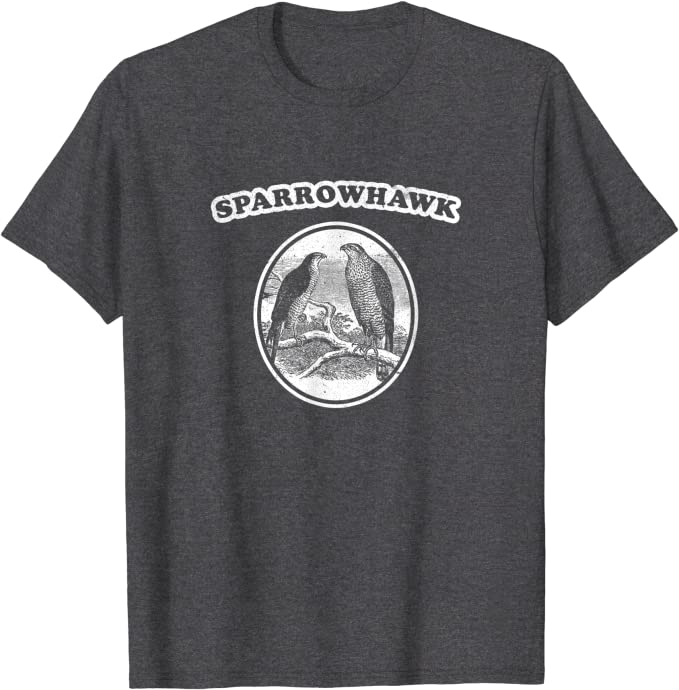 Retro Sparrowhawk: Vintage Birding T-Shirt Dark Heather