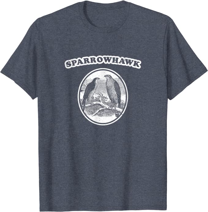 Retro Sparrowhawk: Vintage Birding T-Shirt Heather Blue
