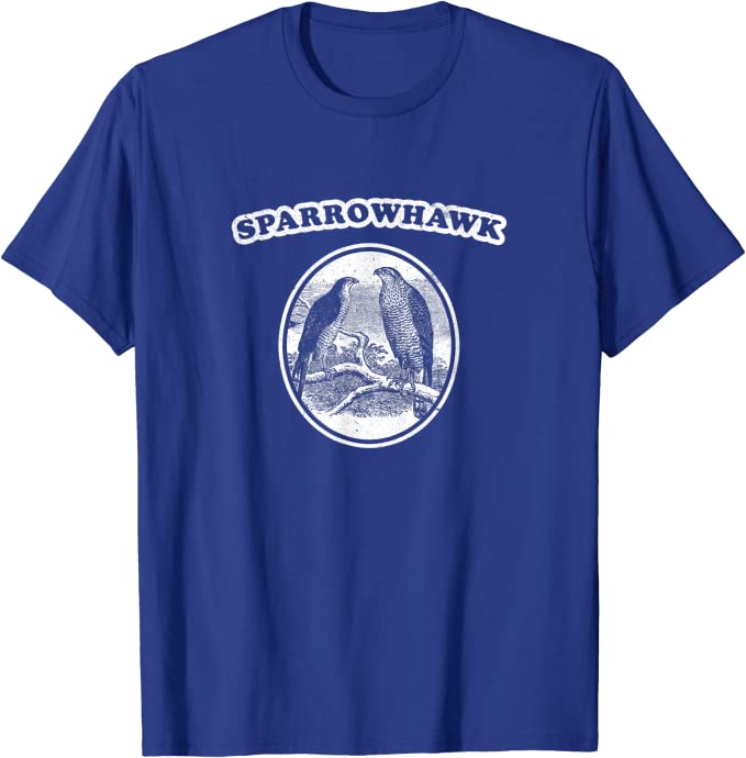 Retro Sparrowhawk: Vintage Birding T-Shirt Blue