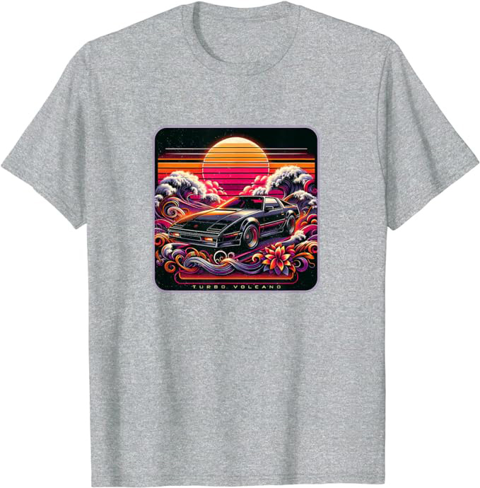 Retro 1980s Beach Design with Rad 80s Sports Car T-Shirt Athletic Grey