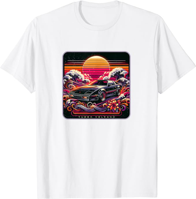 Retro 1980s Beach Design with Rad 80s Sports Car T-Shirt White