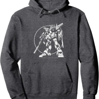 Retro 1980s Anime Mecha Distressed Future Robot Design Pullover Hoodie Dark Heather