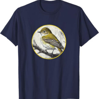Colorful Retro Acadian Flycatcher Design by Bird Fan T-Shirt Navy