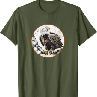 Colorful Retro Bald Eagle Design by Bird Fan T-Shirt Olive