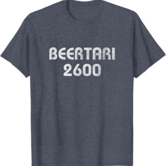 Beertari 2600 Retro Video Game Design T-Shirt Heather Blue