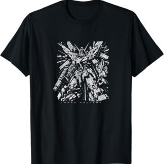 1980s Retro Anime Exploded Mecha Distressed Robot Design T-Shirt Black