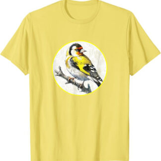 Colorful Retro Goldfinch Design by Bird Fan T-Shirt Yellow