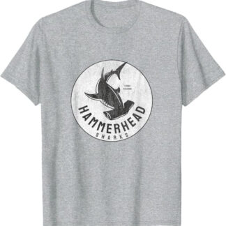 Retro Hammerhead Sharks Design by Turbo Volcano T-Shirt Athletic Grey