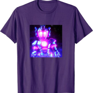 Synthwave Pink Laser Robot T-Shirt Purple