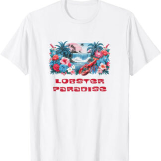 Retro Lobster Paradise Vintage 1980s Tropical Design T-Shirt White