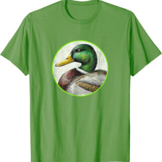 Colorful Retro Mallard Duck Design by Bird Fan T-Shirt Grass