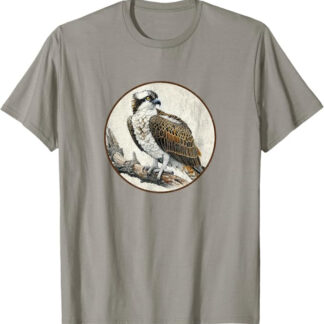 Colorful Retro Osprey Design by Bird Fan T-Shirt Slate
