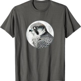Colorful Retro Peregrine Falcon Design by Bird Fan T-Shirt Asphalt
