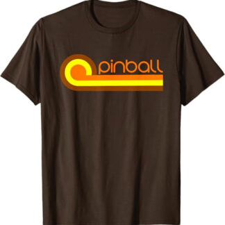 Retro 70s Pinball Old School Arcade T-Shirt Brown