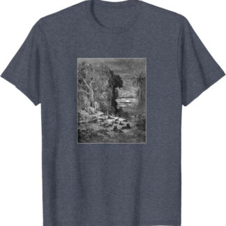 Paradise Lost "The Seventh Evening" Gustave Doré Art T-Shirt Heather Blue