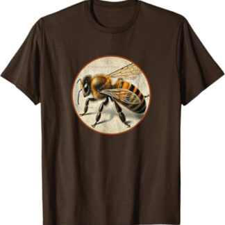 Colorful Retro Honeybee Vintage Design T-Shirt Brown