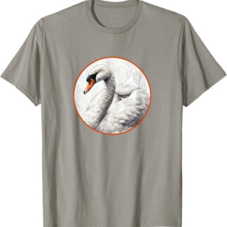 Colorful Retro Mute Swan Design by Bird Fan T-Shirt Slate