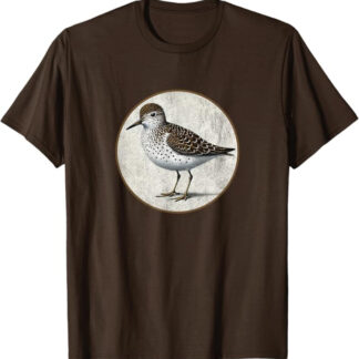 Colorful Retro Spotted Sandpiper Design by Bird Fan T-Shirt Brown