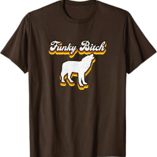 Retro Funky Bitch 1970s Style by Turbo Volcano T-Shirt Brown