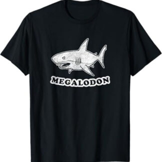 Retro Megalodon Shark by Turbo Volcano T-Shirt Black